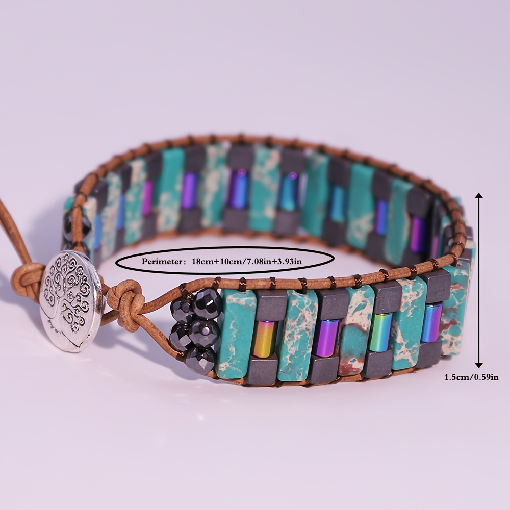 Handcrafted Natural Stone Box Chain Bracelet, Unisex